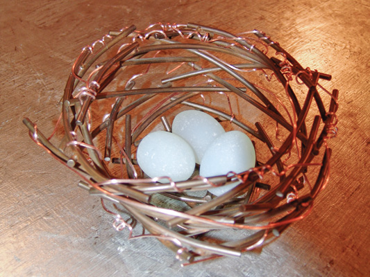 Nest with copper sprigs