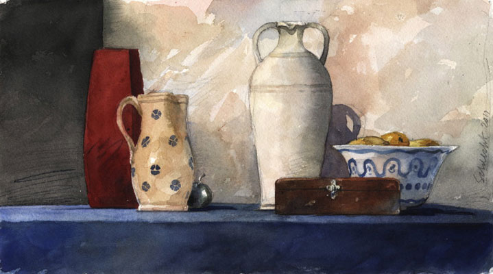 Objects on a Blue Cloth